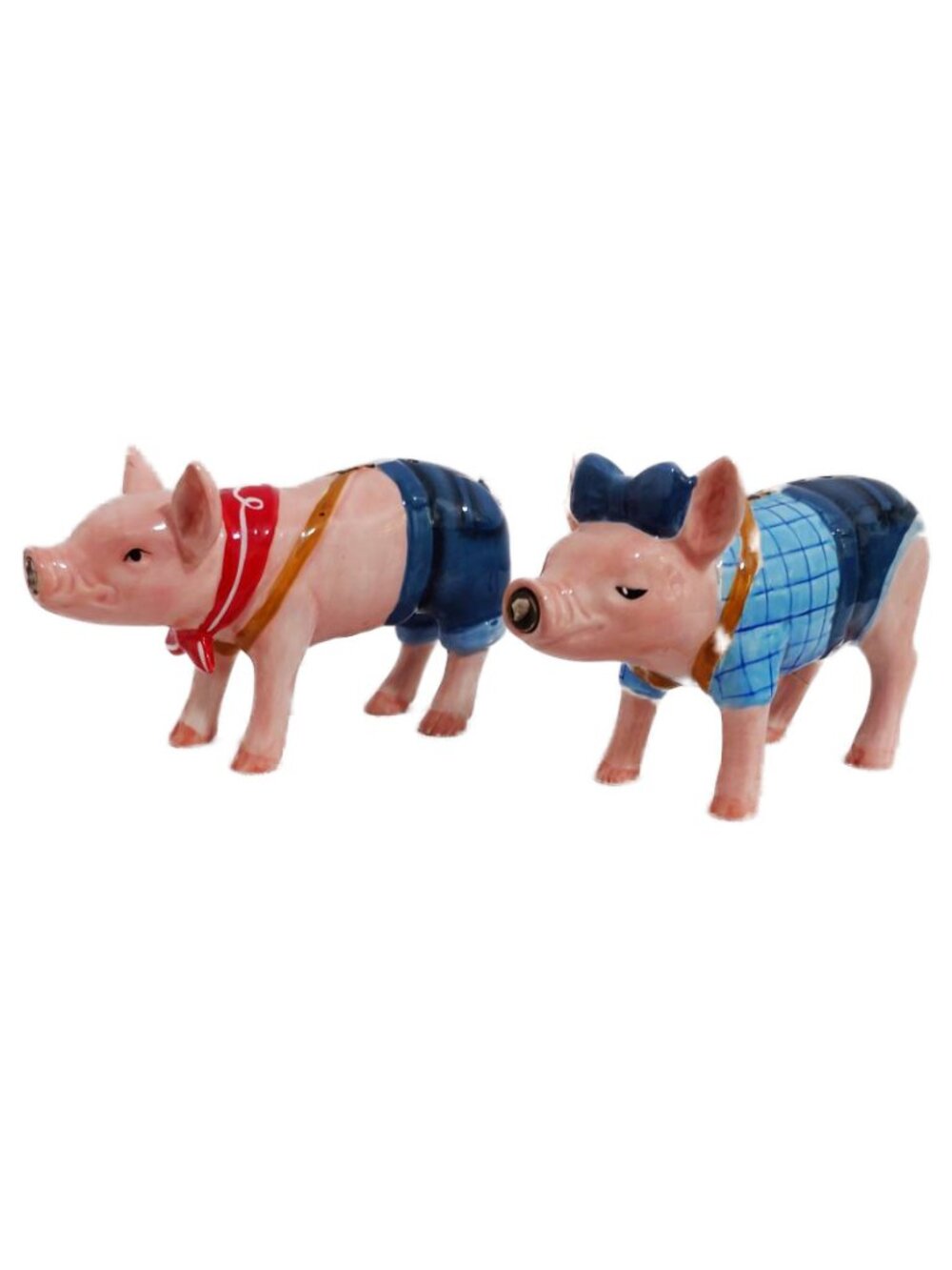 Barbeque BBQ Cookout Boy & Girl Pig Ceramic Salt & Pepper Shakers